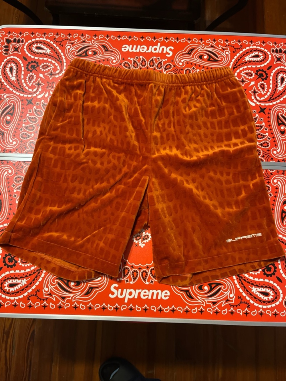 Supreme Velour Croc Orange shorts